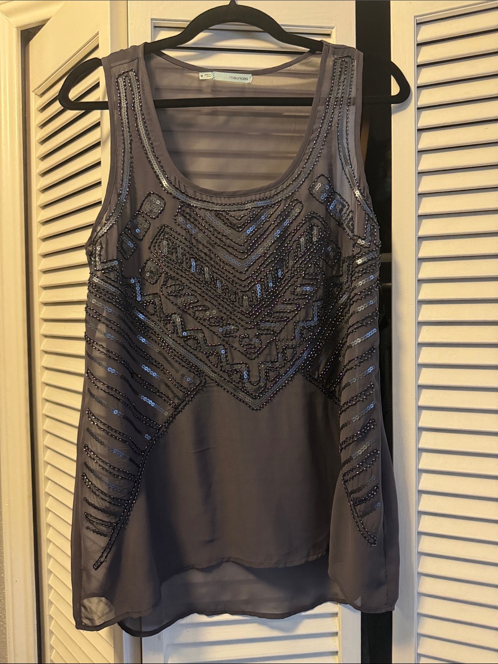 Maurices Charcoal Beaded Sleeveless Camisole